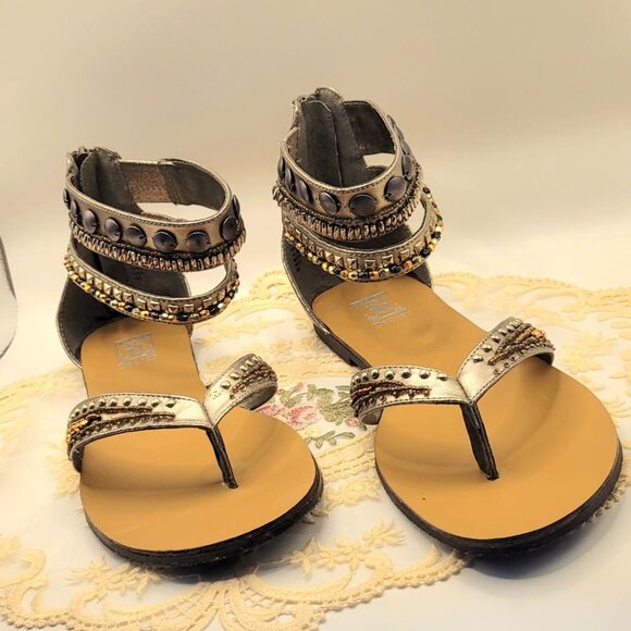 Decree Gladiator Metallic Studded Sandals - Picture 3 of 4